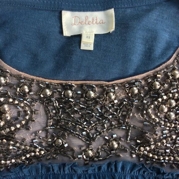 ANTHROPOLOGIE DELETTA BEADED FLOWY TOP XS - Picture 6 of 9